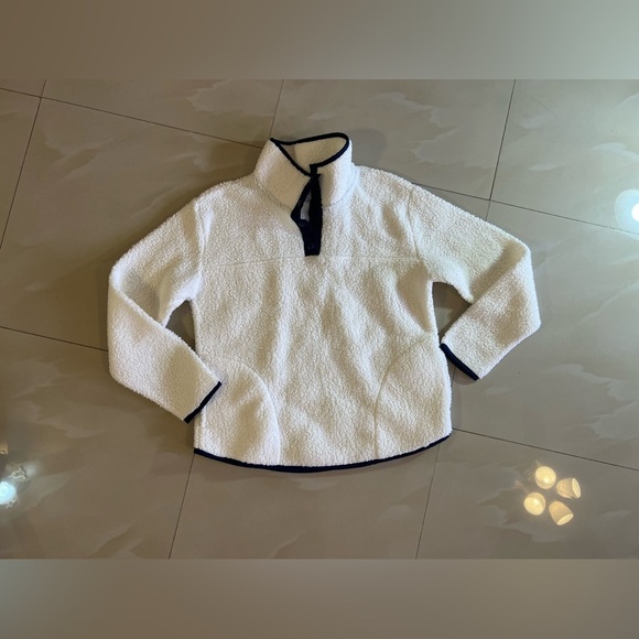 ST JOHN’S BAY polar bear sweatshirt   Sherpa Snap Women High Neck Size M - Picture 15 of 16